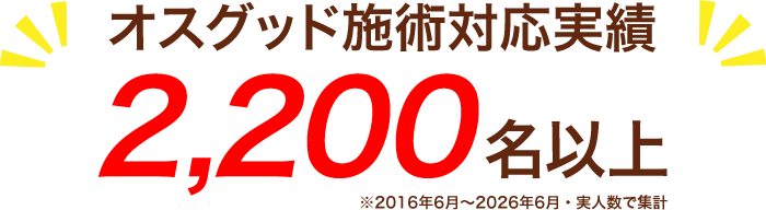 オスグッド施術対応実績2,200名以上※2016年6月~2026年6月・実人数で集計